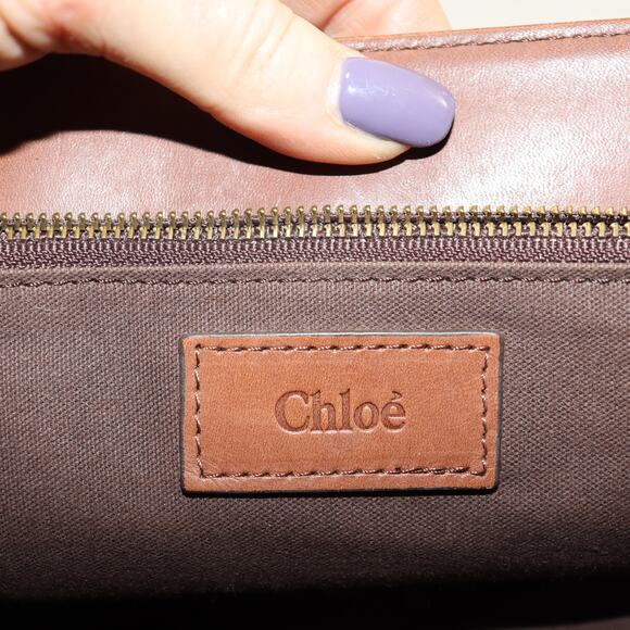 Chloé Brown Suede Saskia Tote Bag with Leather Trim and Brass Hardware - Picture 9 of 9